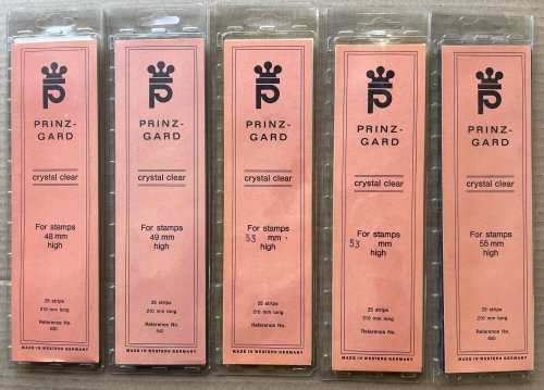 PRINZ stamp mount strips LARGE 48mm to 55mm (5 packs)